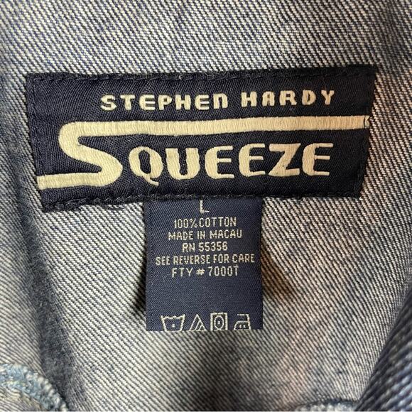 Vintage Blue Denim Squeeze Stephen Hardy Button Jacket Lg - Picture 7 of 7